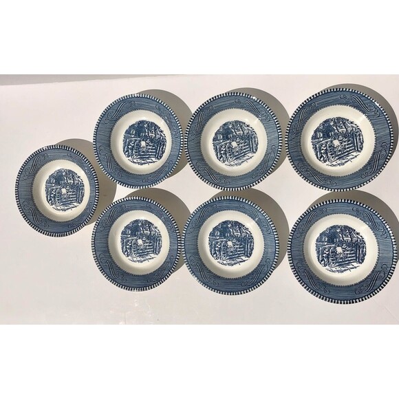 6 CURRIER AND IVES BOWL ROUND BOWL FARM HOUSE, CHILDRENS, FRIUT DESSERT,cj56 - Picture 3 of 5